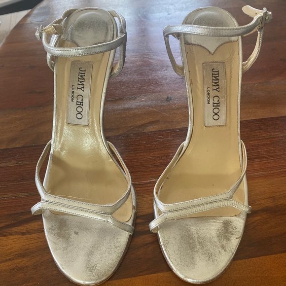 Jimmy Choo Silver Sandal Heels - Picture 5 of 8
